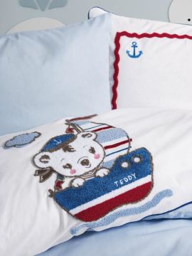 Cotton Box Pucnh Nakışlı Bebek Nevresim Takımı Miniyo Mavi