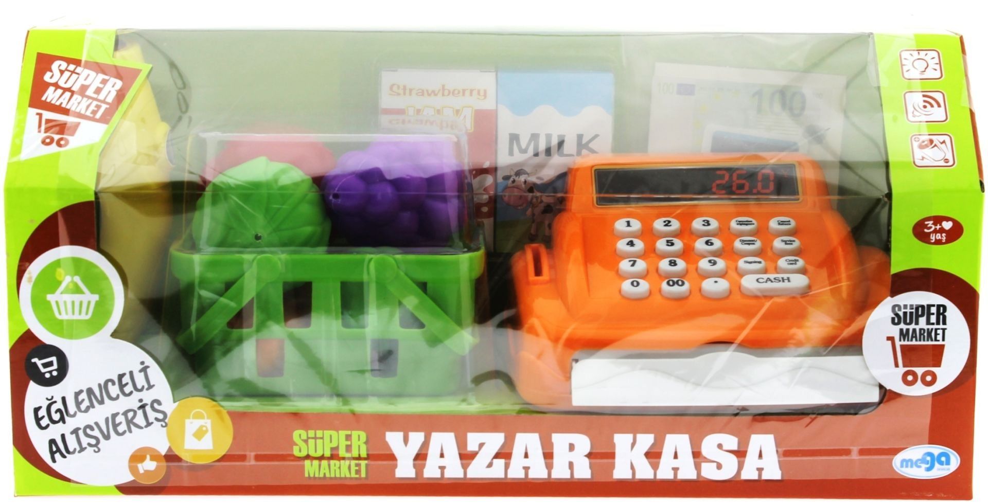 Turuncu Yazar Kasalı Market Seti