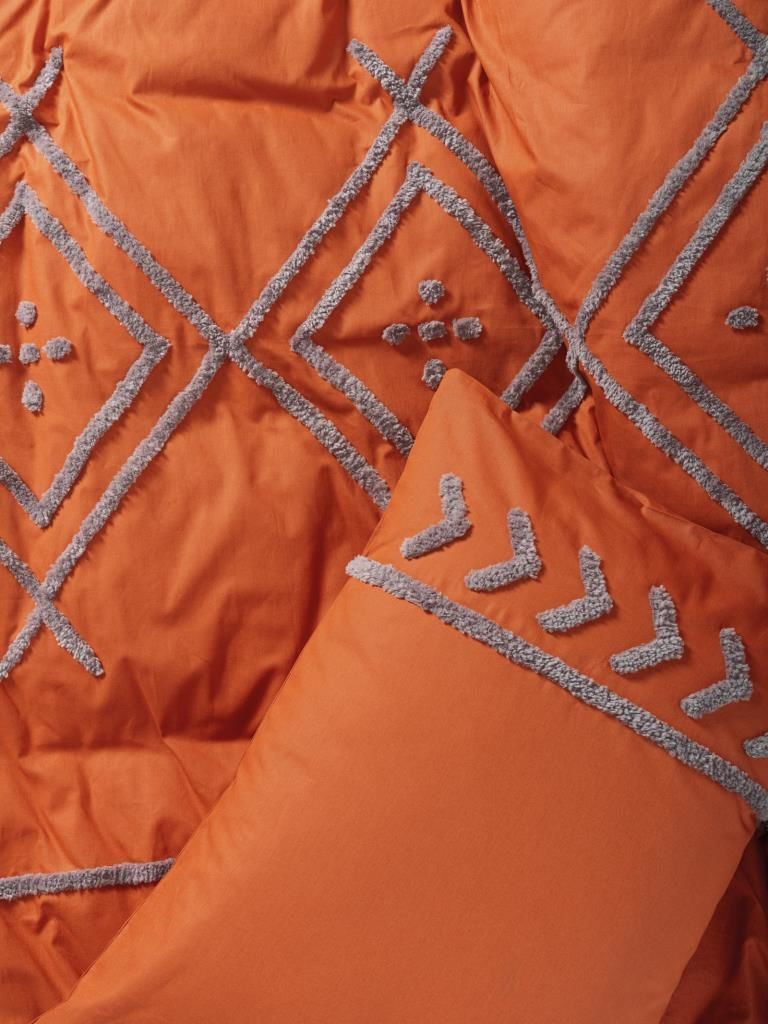 Cotton Box Puf Nakışlı Ranforce Çift Kişilik Nevresim Takımı Lia Kiremit Bej