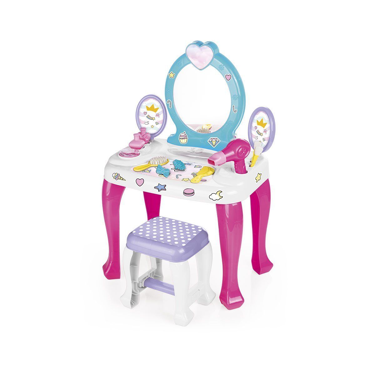2568 OYUNCAK UNICORN MAKYAJ MASASI VE TABURE SETİ