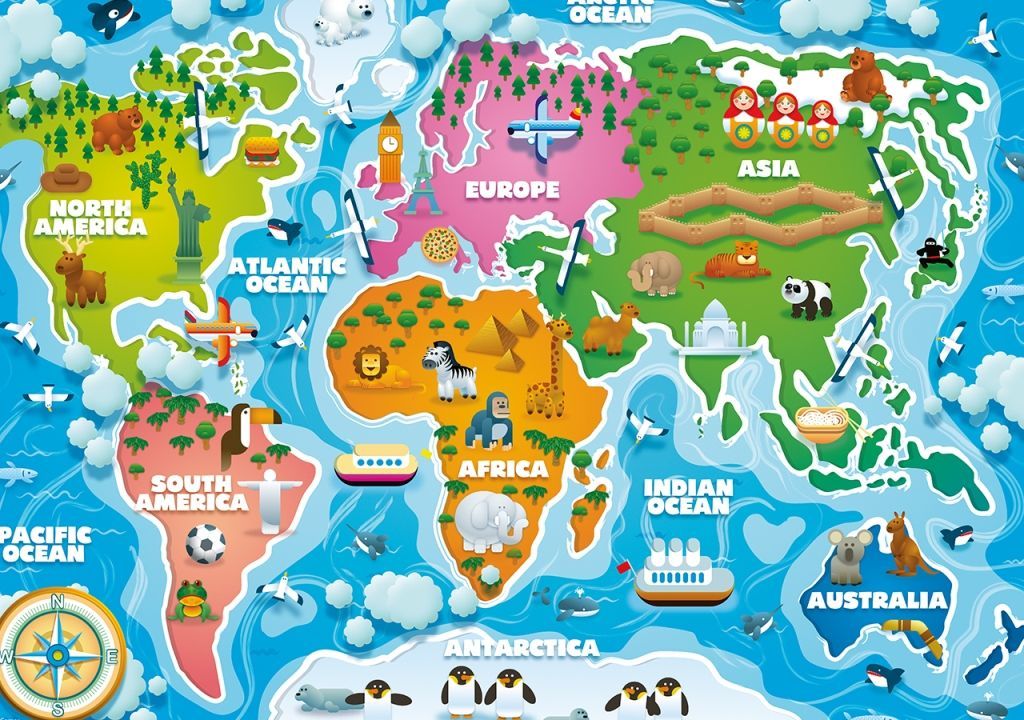 KS Jumbo Puzzle 50 Parça Colorful World Map Dünya Haritası