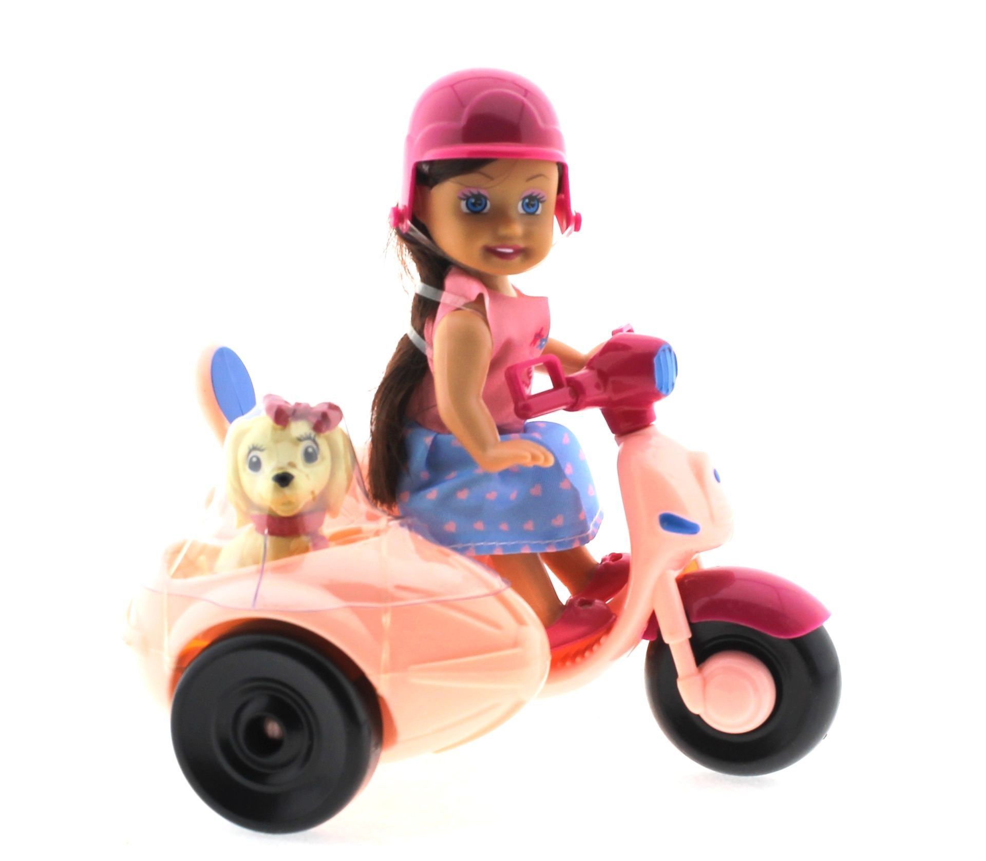 Cute Doll Mini Bebek ve Köpekli Pembe Motorsiklet