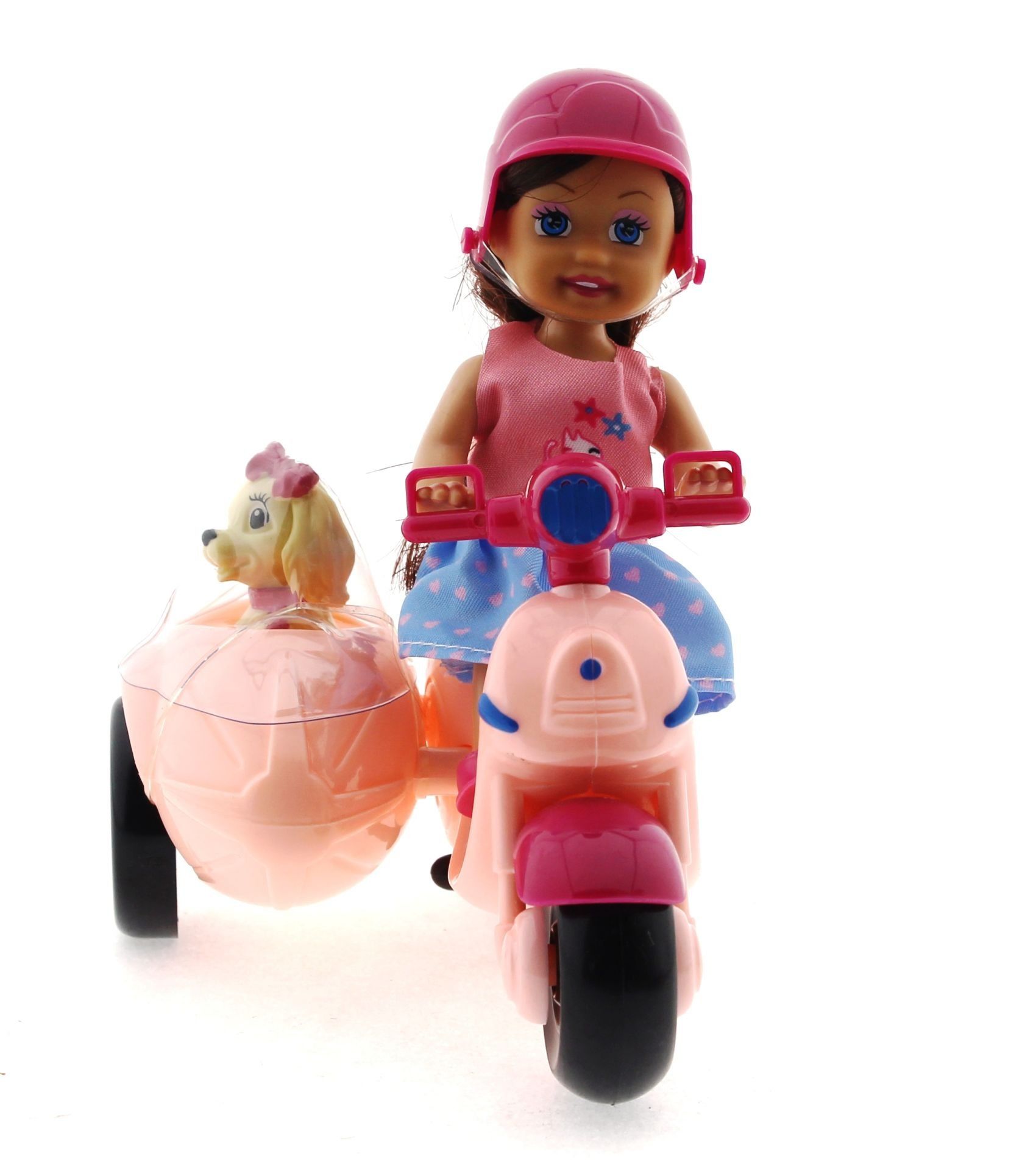 Cute Doll Mini Bebek ve Köpekli Pembe Motorsiklet