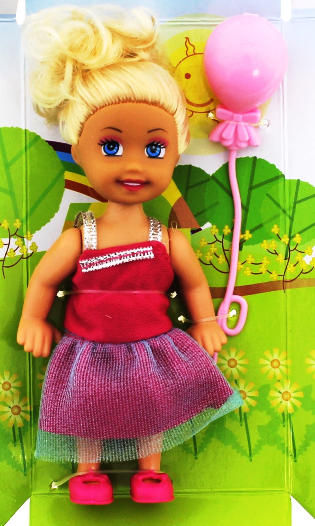 Cute Girl Pembe Balonlu Sarışın Mini Bebek