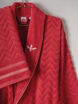 Cotton Box Masculine Aile Bornoz Seti Abel Kırmızı-Lacivert