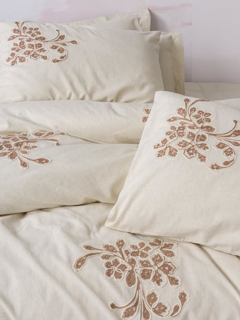 Cotton Box Cotton Keten Çift Kişilik Nevresim Takımı Kaneli