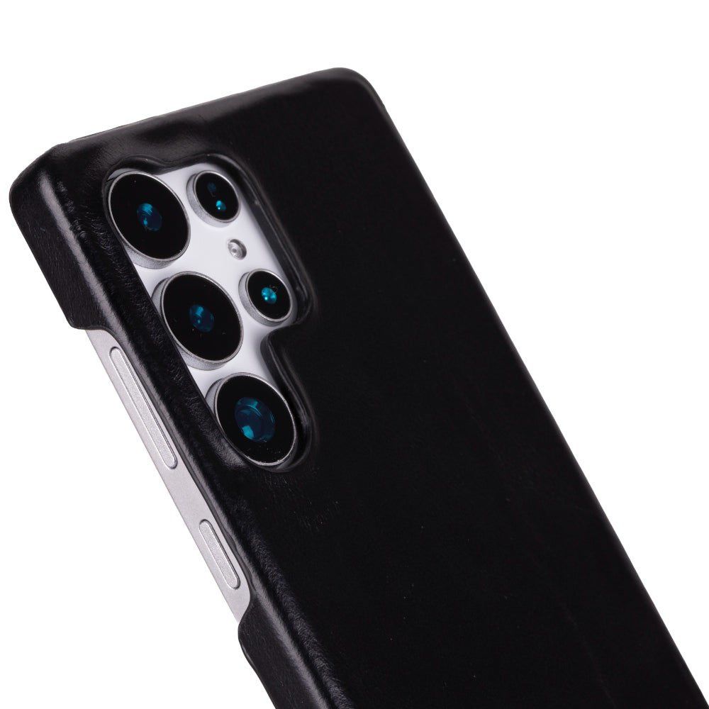 Samsung Galaxy S25 Ultra Uyumlu, Hakiki Deri, El Yapımı Arka Kapak, Kömür Siyah
