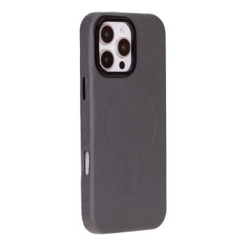 Apple iPhone 16 Pro Max uyumlu, Hakiki Deri, El Yapımı Kılıf, Gri