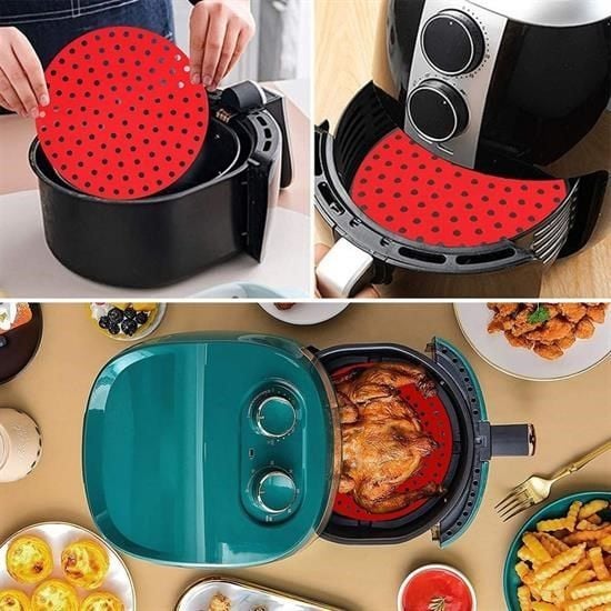 Ürün Gezegeni® Renkli Isıya Dayanıklı Yıkanılabilir Silikon Fırın Ve Airfryer Yuvarlak Pişirme Matı 20 Cm