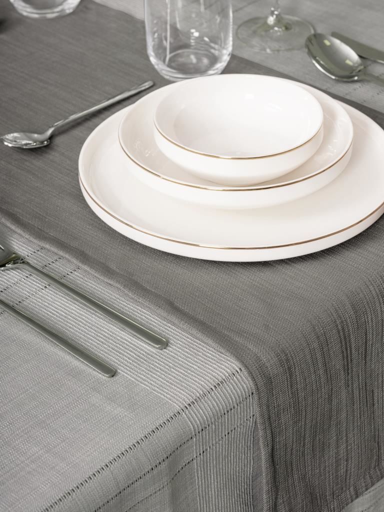 Cotton Box Antique Jasmine Gri Keten Masa Örtüsü