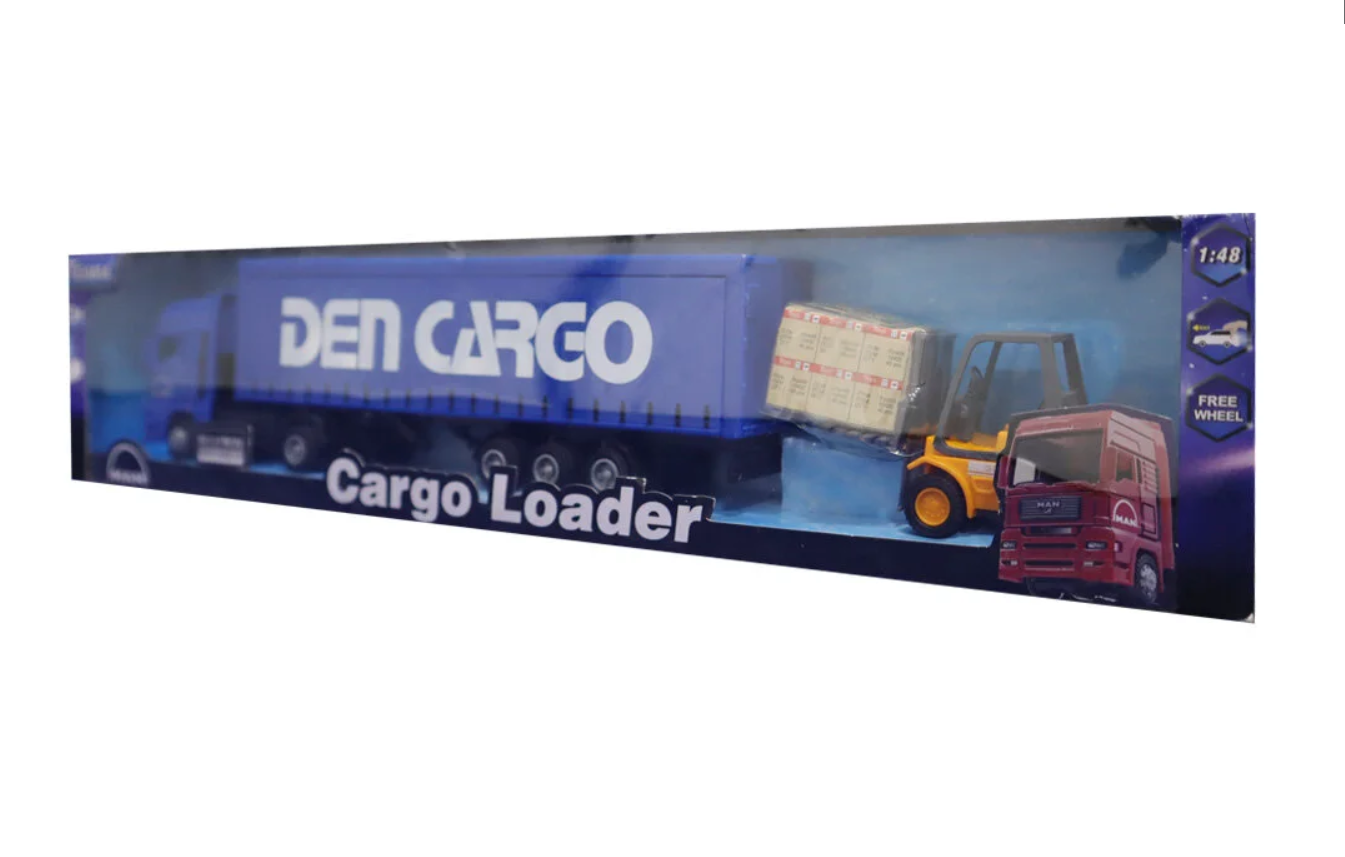Kutulu Sürtmeli Forklift ve Mavi Konteynır Tır