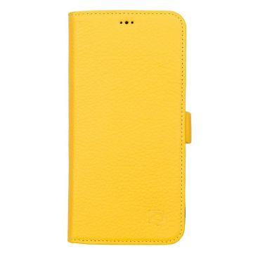 Apple iPhone 13 Pro Max Uyumlu Deri Cüzdanlı Kılıf Limon Sarı