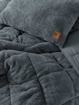 Cotton Box Peluş Çift Kişilik Yorgan Seti Gri