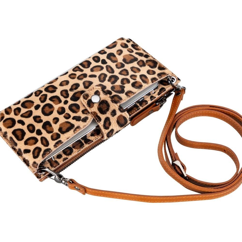 Lozan Strap 6.5 inch Uyumlu Deri Kartlıklı Kılıf LEO1 Leopar