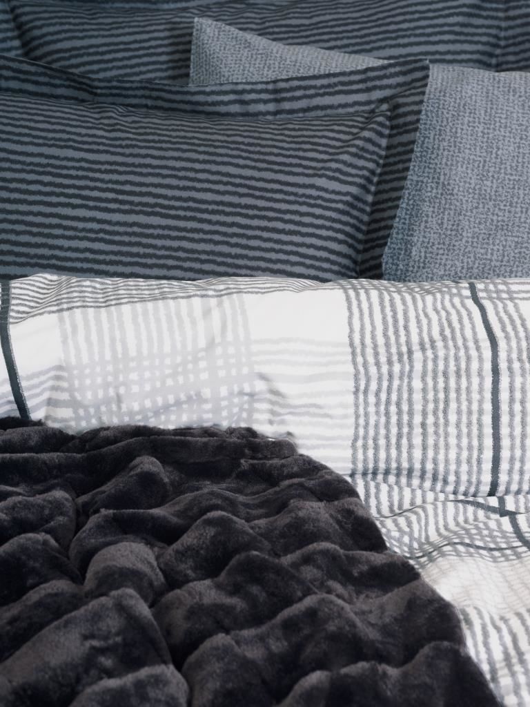 Cotton Box Trim Çift Kişilik Battaniyeli Nevresim Takımı Smooth Siyah