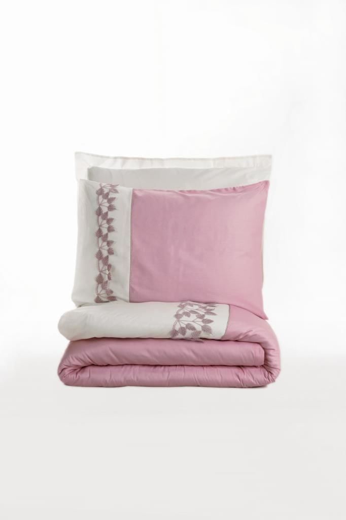 Cotton Box Brode Nakışlı Çift Kişilik Saten Nevresim Takımı Niobe Pembe